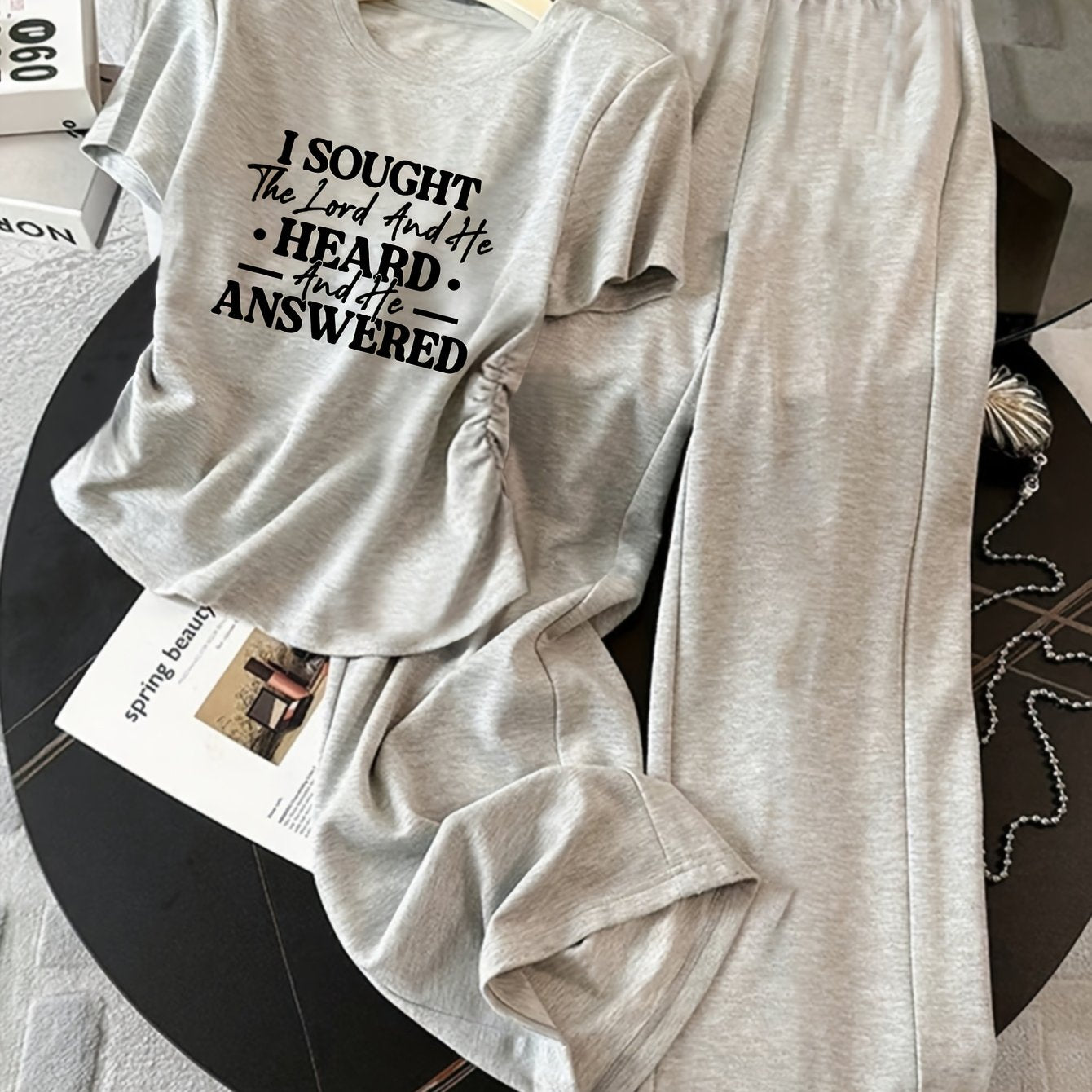 Damen Zweiteiler Set mit Schleifen-Detail – Freizeit & Loungewear Outfit