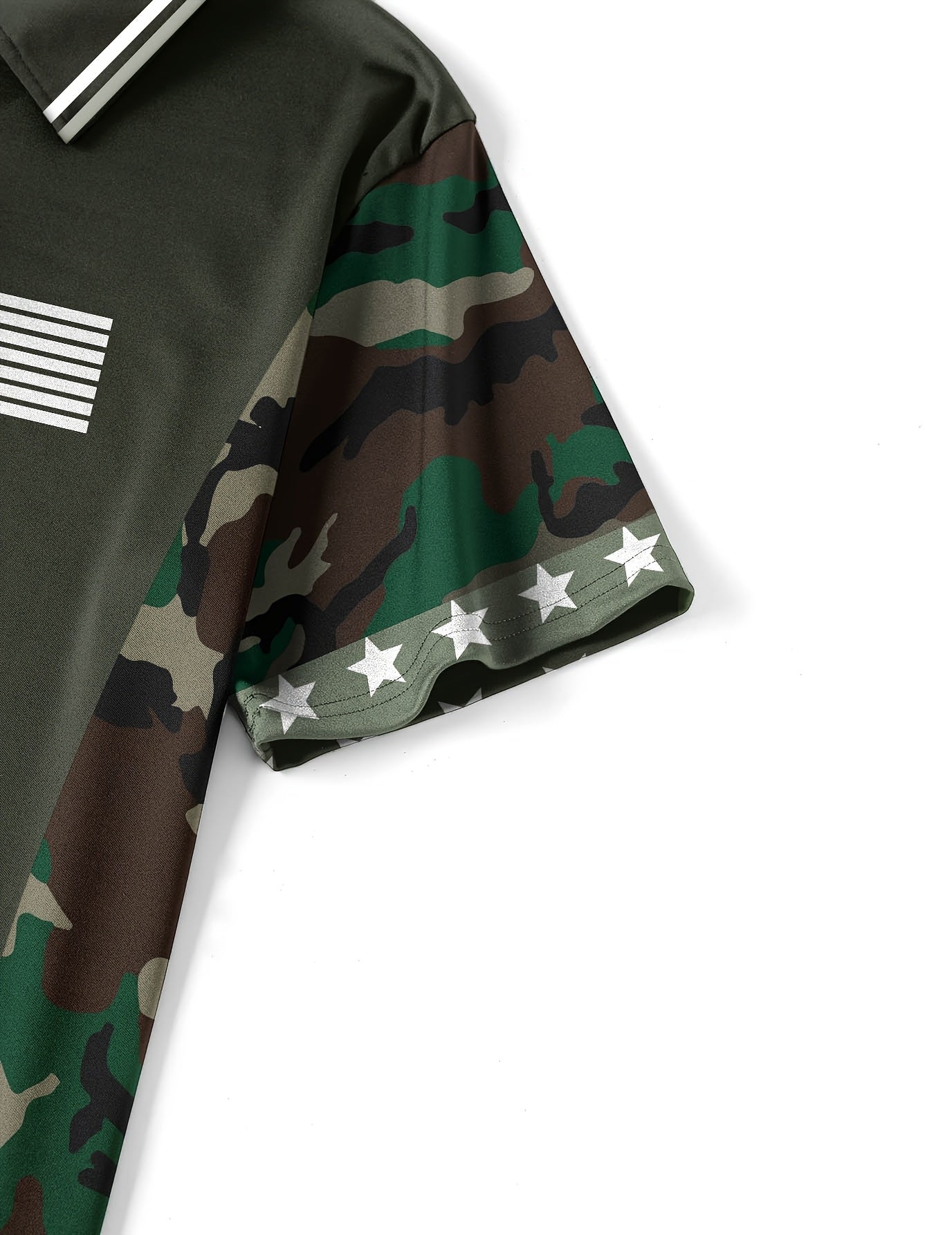 Herren Polo Shirt mit Tarnmuster, Reißverschluss und Flaggen-Design – Sportlich und Lässig für Outdoor und Freizeit