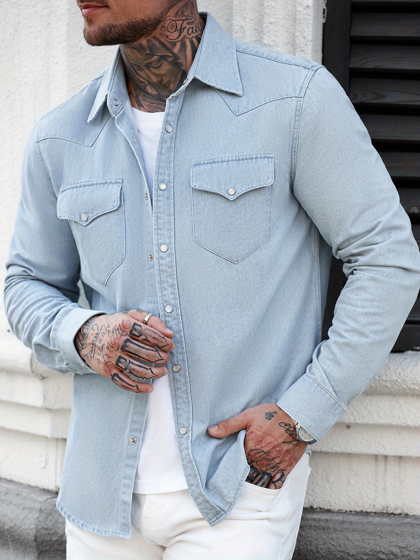 Herren Denim Hemd im Casual Western Stil – Perfekt für Freizeit und Alltag