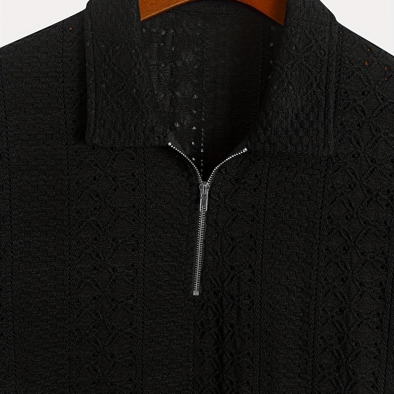 Herren Strickpolo mit Reißverschluss und modernem Strukturmuster – Eleganter Freizeitstil