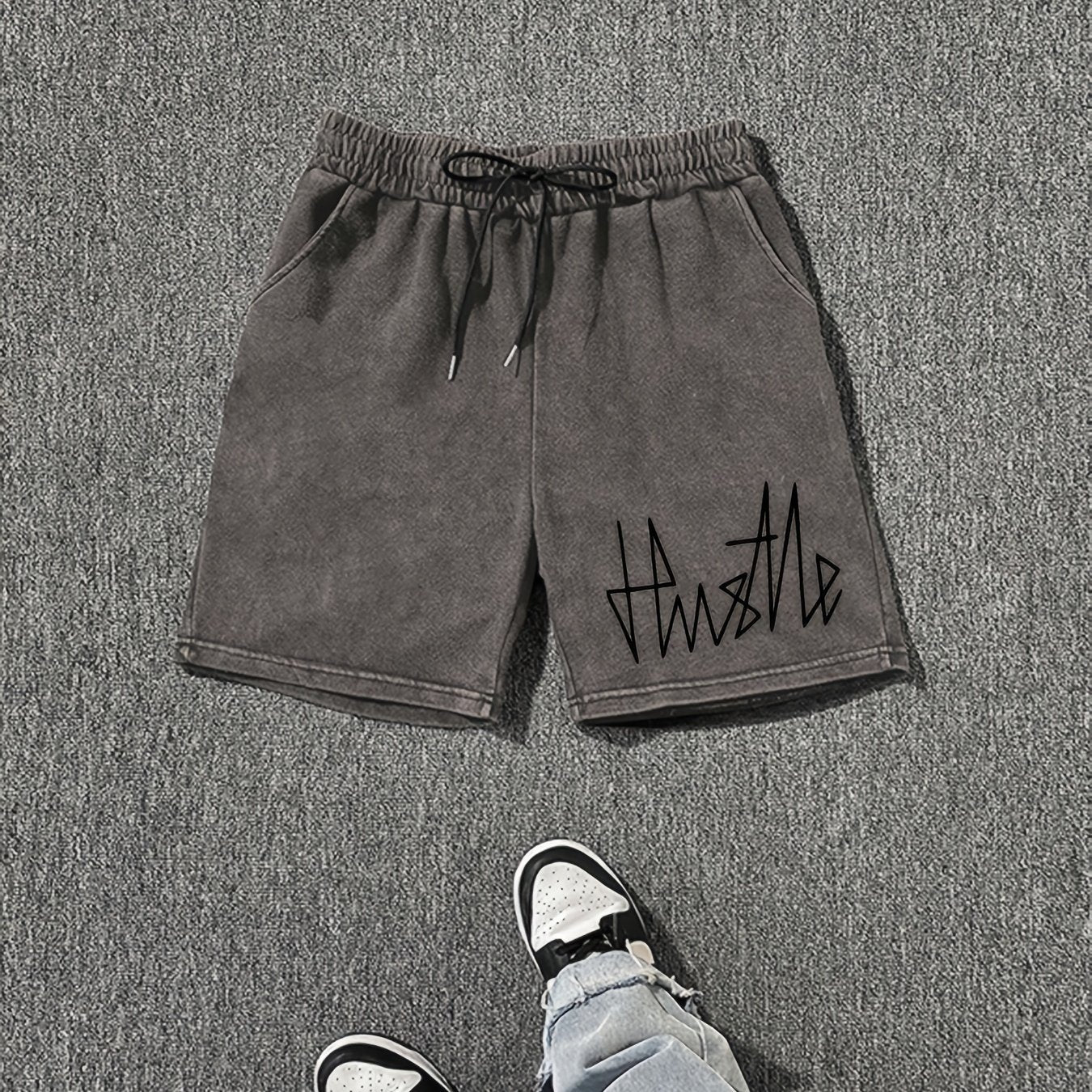 Herren Streetwear Shorts mit Hustle Print – Lässige Freizeithose für Sport & Alltag