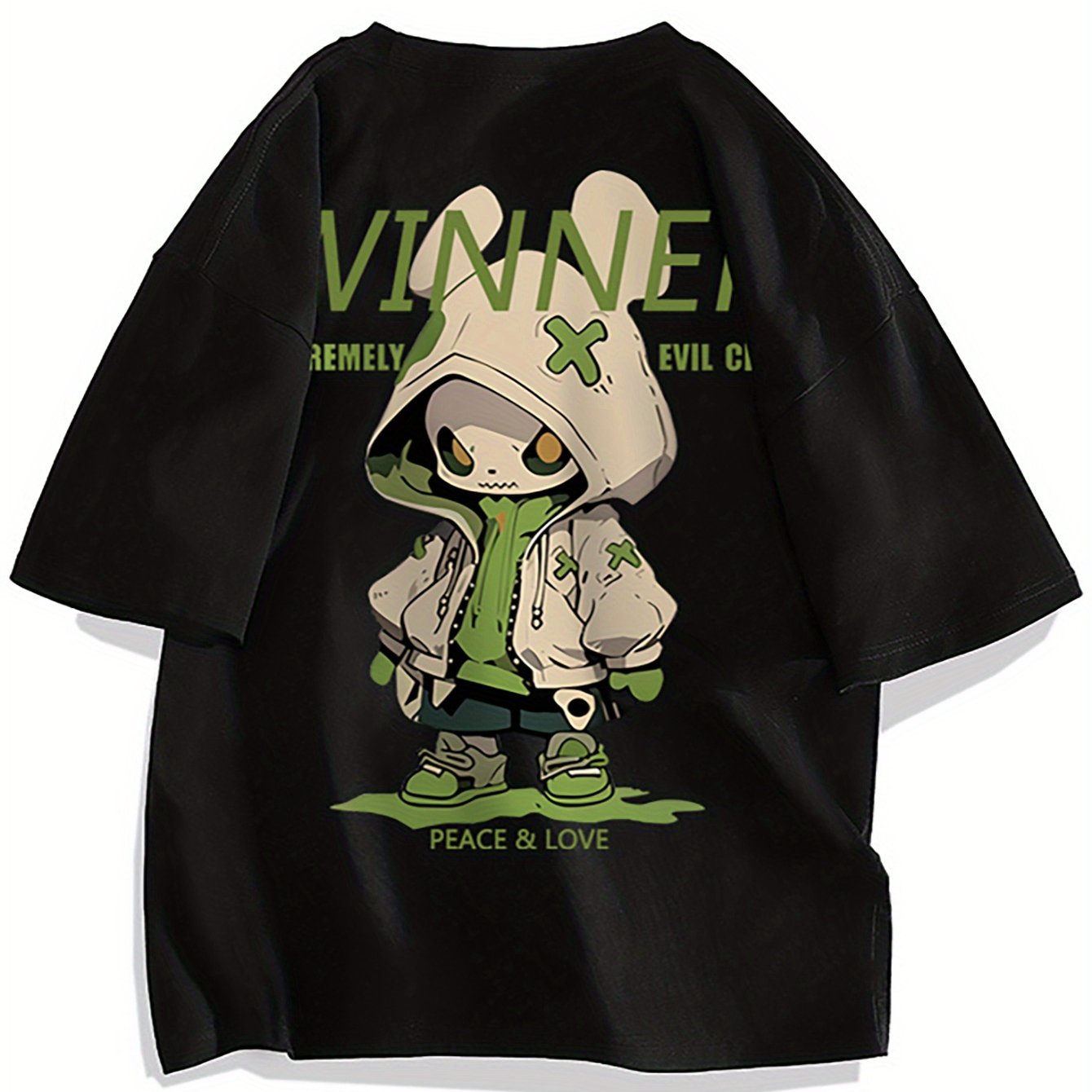 Herren Oversize Streetwear T-Shirt mit Cartoon-Print und Urban Style für Alltag und Freizeit