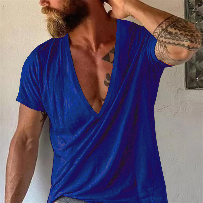 Herren T-Shirt mit tiefem V-Ausschnitt – Lässiges, atmungsaktives Basic für Freizeit & Alltag