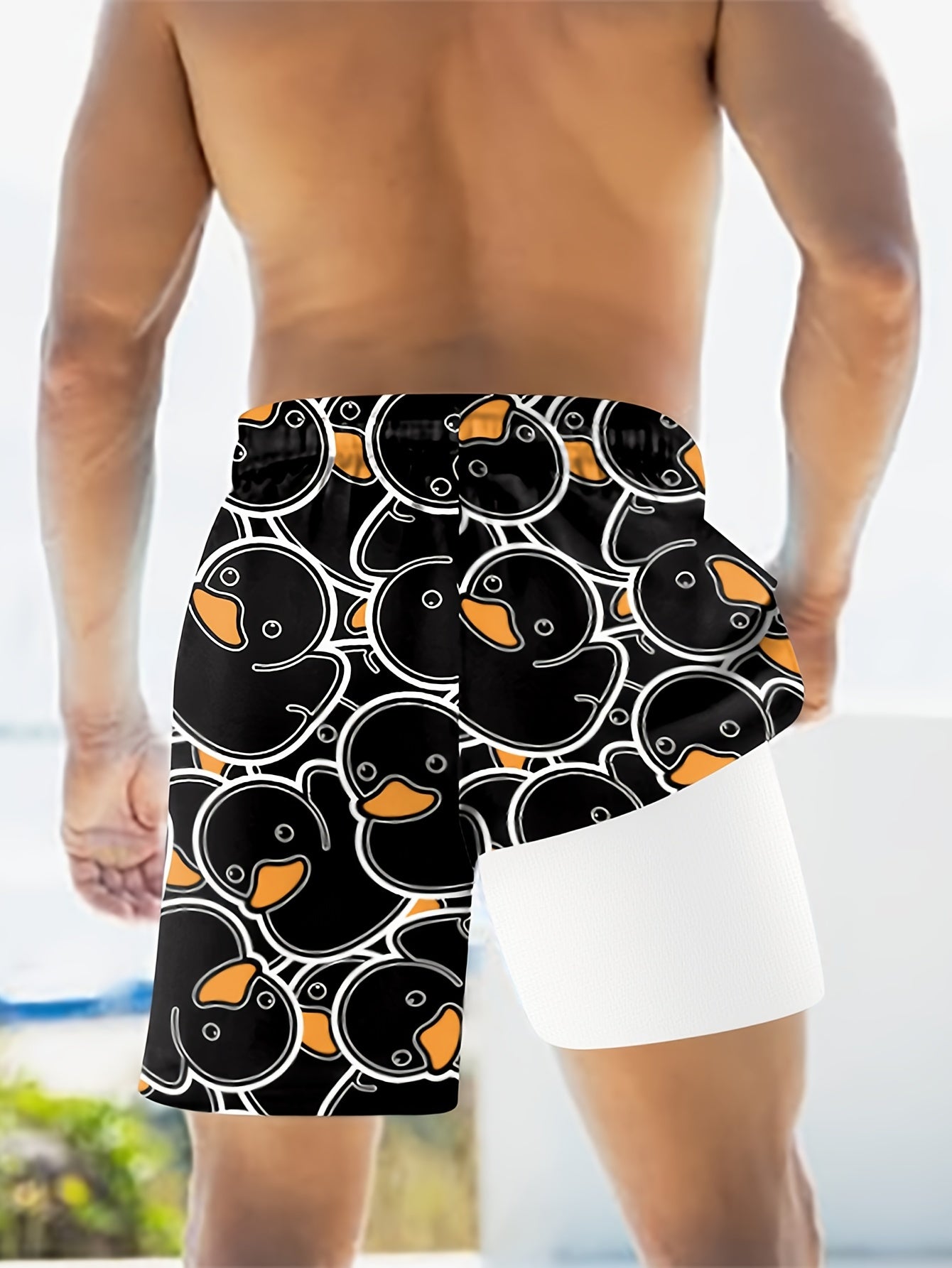 Herren Badeshorts mit Gummienten-Motiv – Lustige Schwimmshorts für Strand und Pool