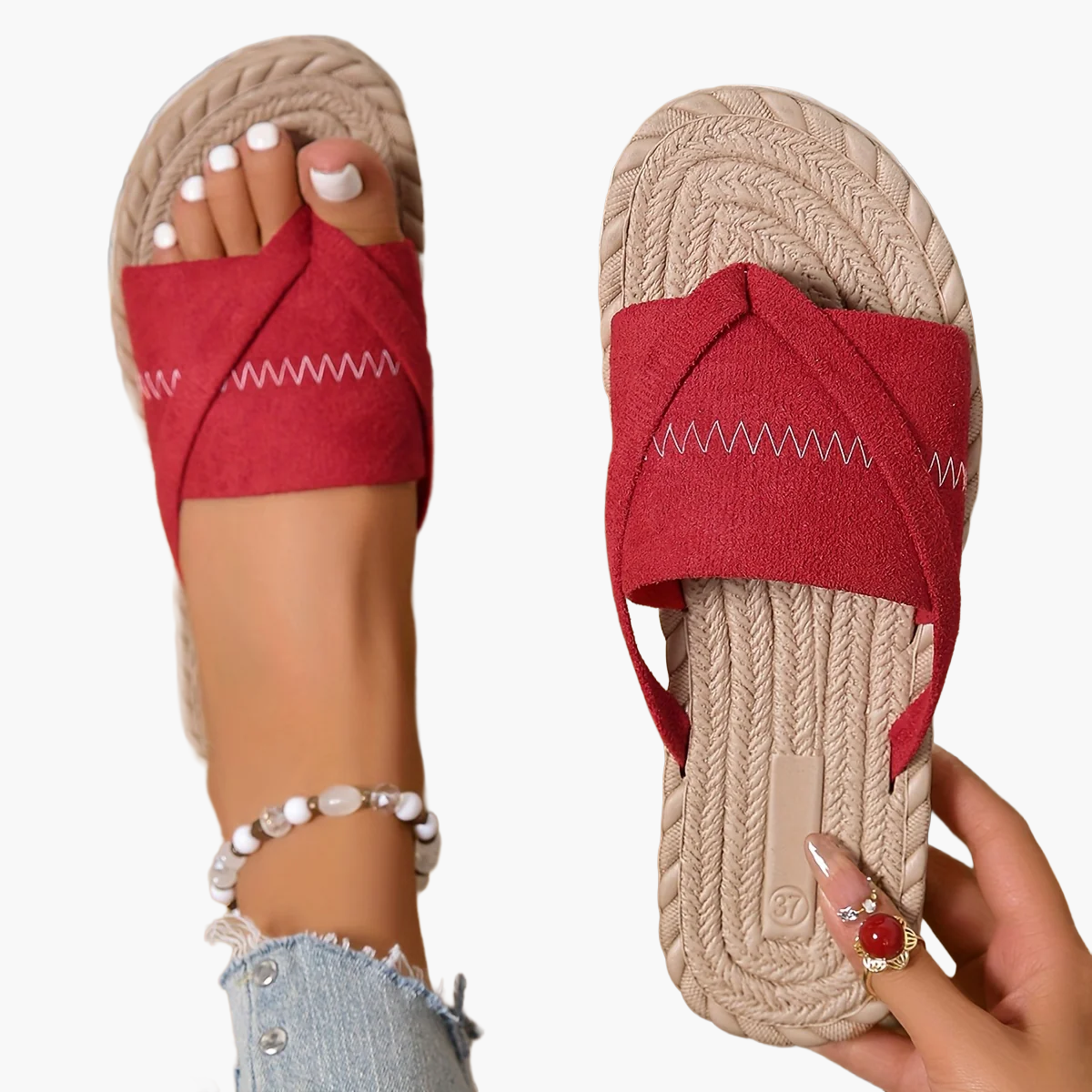 Damen Komfort-Sandalen im Preppy-Stil für Freizeit und Sommer