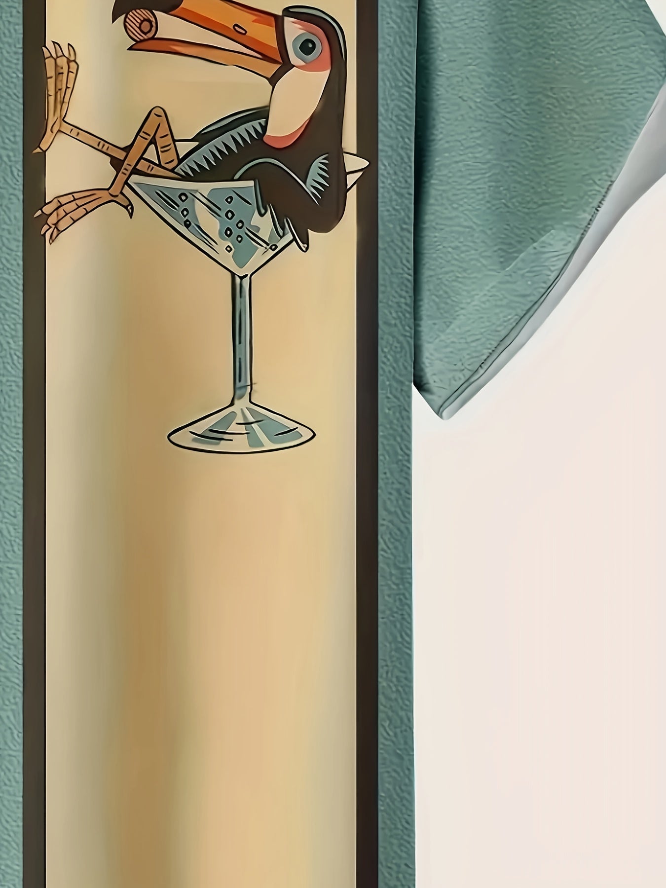 Herren Retro Strandhemd mit Tropical-Design und Cocktail-Vogel Print – Perfekt für den Sommerurlaub
