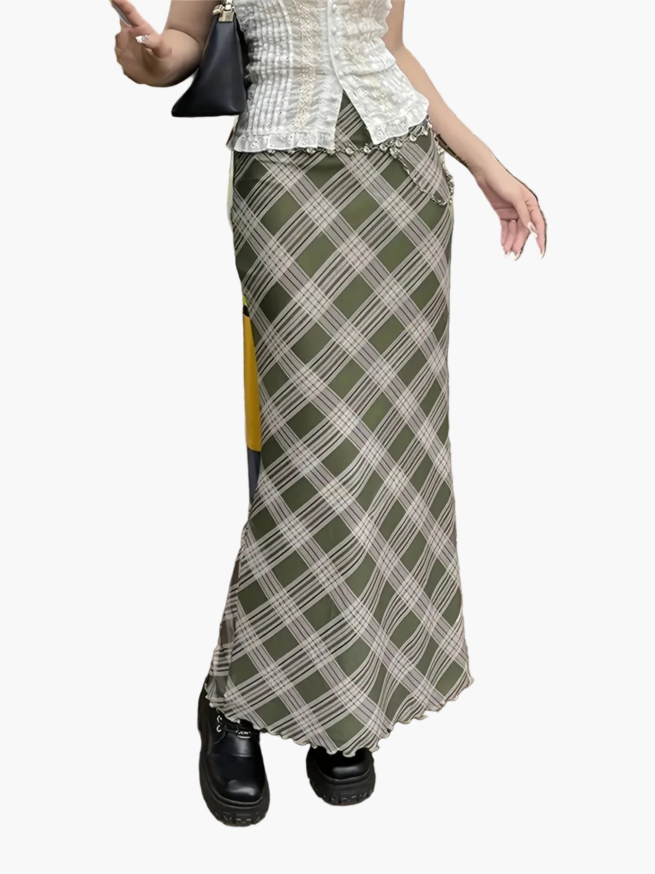 Damen Maxirock im karierten Vintage-Stil – Eleganter Streetwear-Look