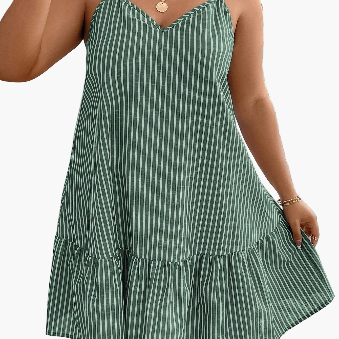 Damen Sommer A-Linien Kleid mit Streifenmuster und Spaghettiträgern – Locker, Eleganter Freizeitstil