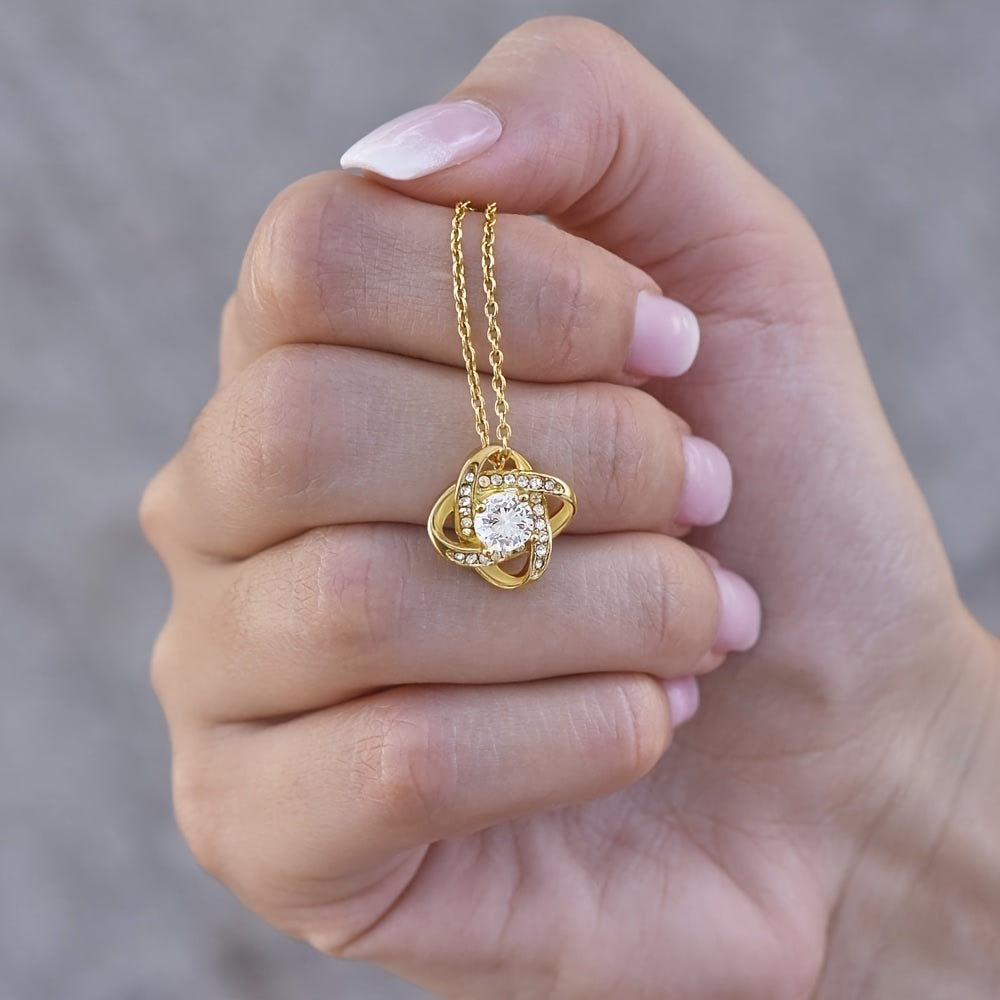 Damen Schmuck Halskette – Muttertagsgeschenk mit liebevoller Botschaft für Mama, Eleganter Anhänger im Knoten-Design