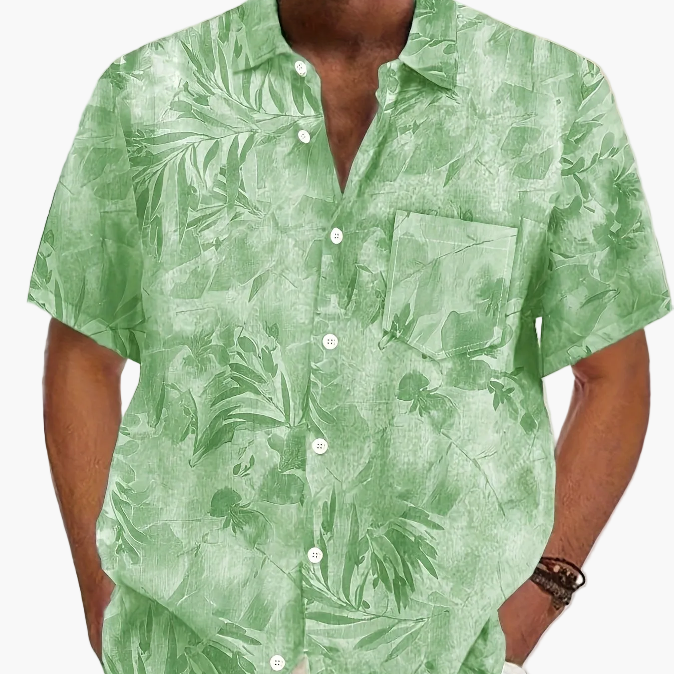 Herren Freizeithemd mit botanischem Print – Perfekt für Urlaub und Sommer