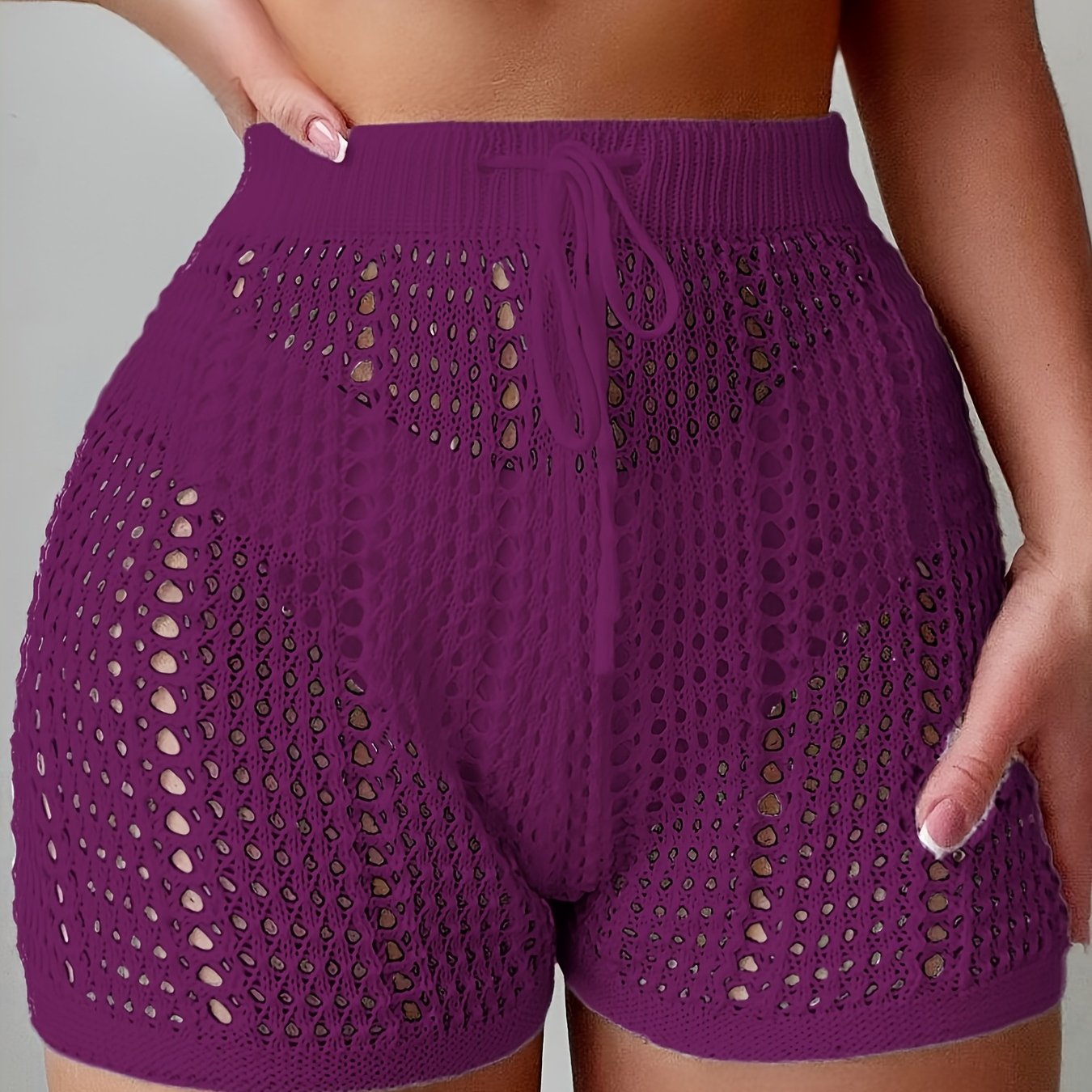 Damen Häkel-Shorts mit High Waist und verstellbarem Bund – Modische Strandshorts für Urlaub und Freizeit