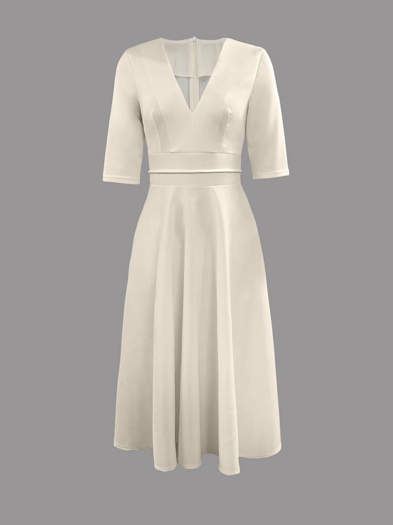 Damen Elegantes A-Linien Midikleid mit V-Ausschnitt für festliche Anlässe und Partys