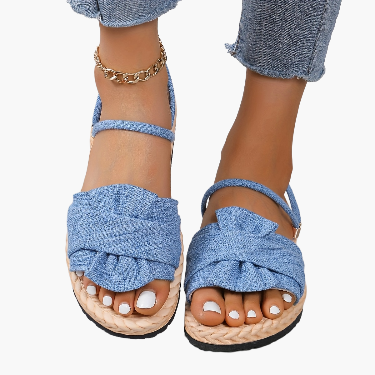 Damen Sommer Sandalen mit Schleife und Knöchelriemen – Modische Freizeitschuhe für Alltag und Urlaub