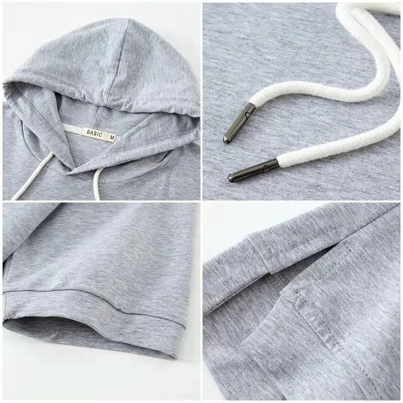 Damen Kurzarm Hoodie Lässig Streetwear Kapuzenpullover – Bequemer Freizeit Look