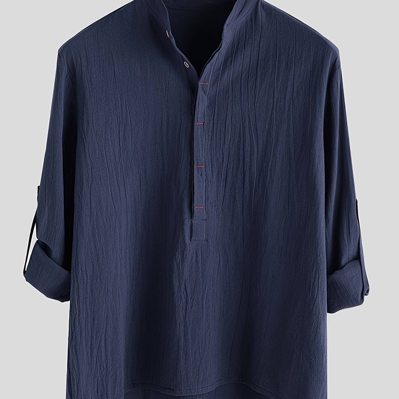 Herren Henley Langarmshirt mit Stehkragen und Knopfleiste – Modernes Freizeitoberteil für stilvolle Anlässe