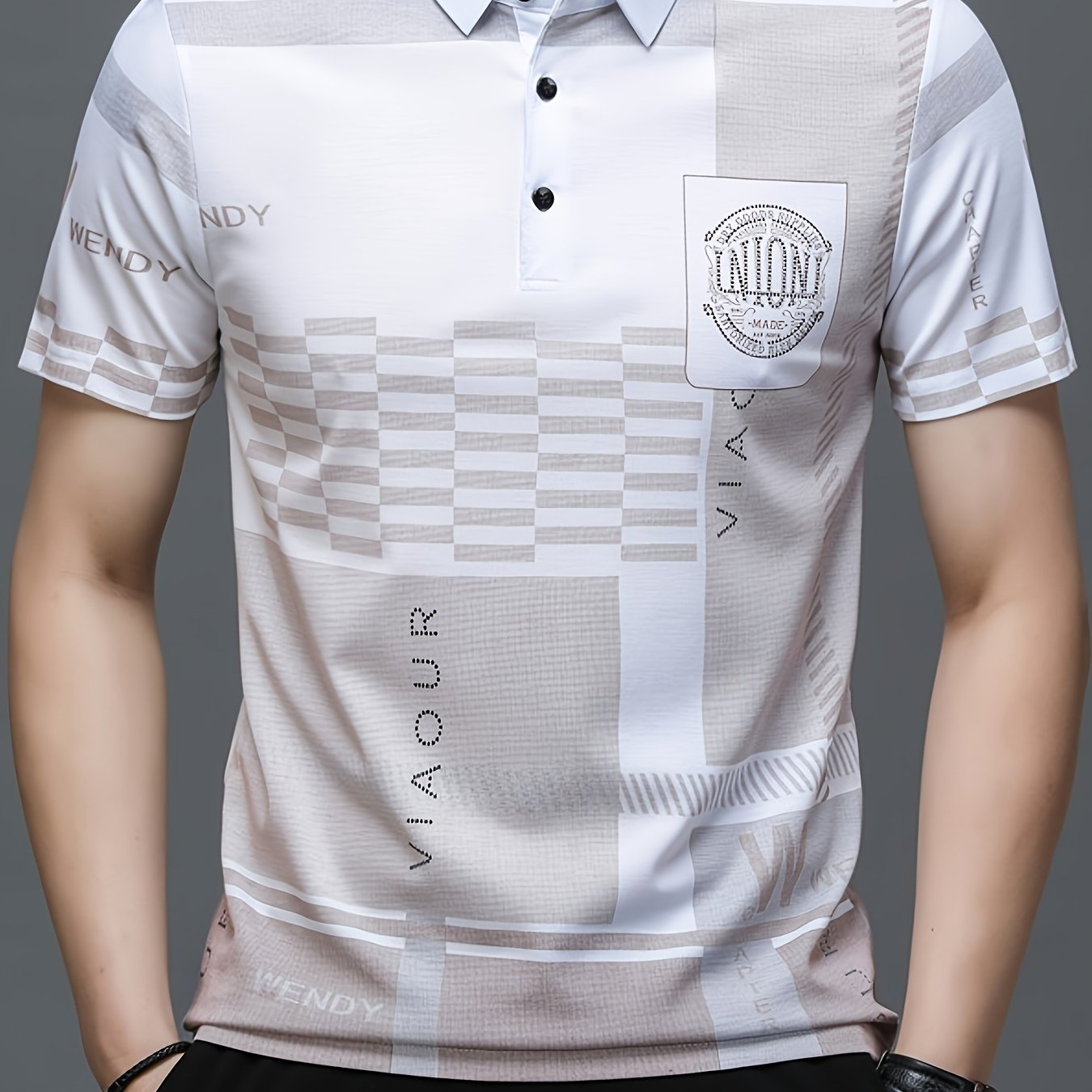 Herren Poloshirt mit modernem Grafikmuster und klassischem Kragen – Stilvolles Kurzarmshirt für Alltag und Freizeit