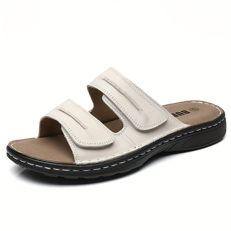 Herren Komfort-Sandalen für Alltag und Freizeit – Offene Pantoletten mit Klettverschluss
