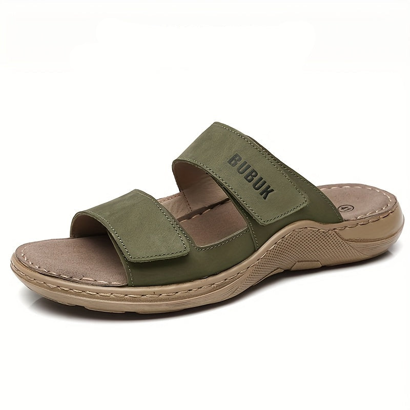 Herren Komfort Sandalen BUBUK – Bequeme Freizeitsandalen mit Doppelt Klettverschluss für Alltag und Freizeit