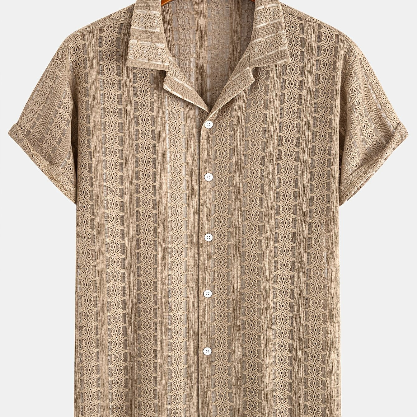 Herren Kurzarm Resorthemd mit Spitze – Eleganter Freizeitstil für Sommer und Urlaub