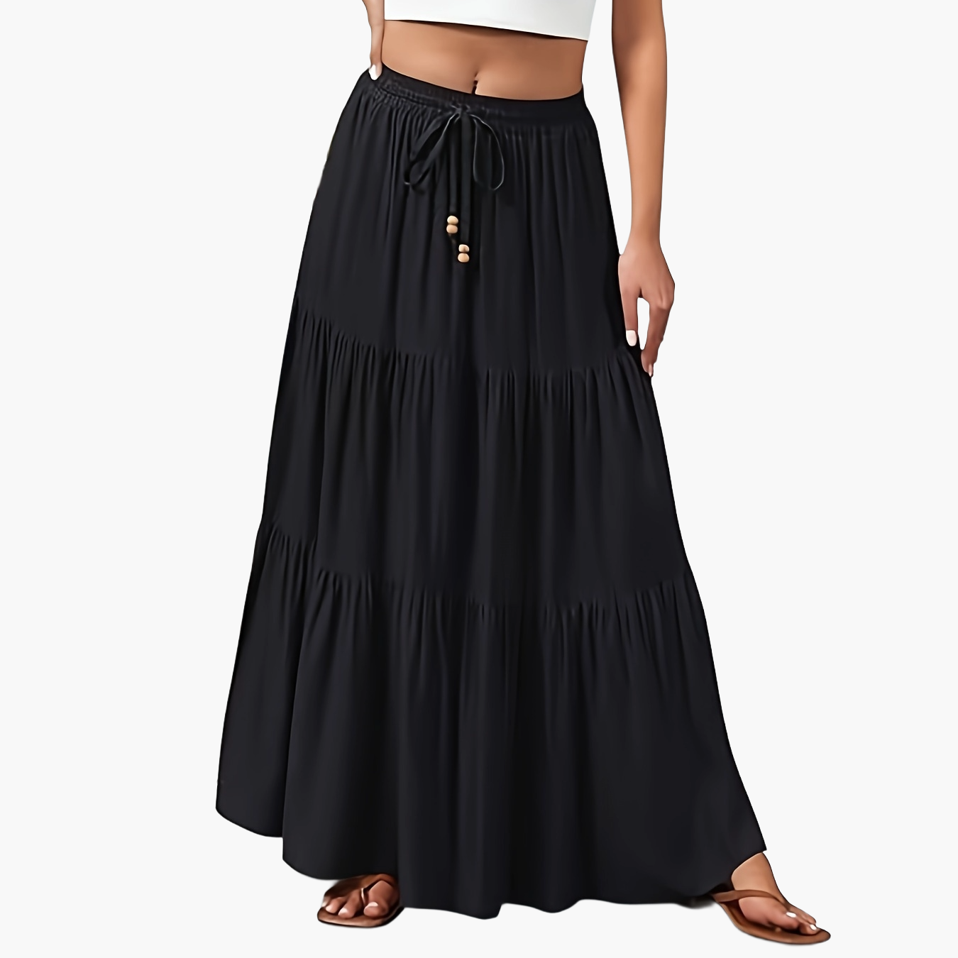 Damen Boho Maxirock mit Kordelzug – Lässiger Sommerrock für Freizeit und Strand