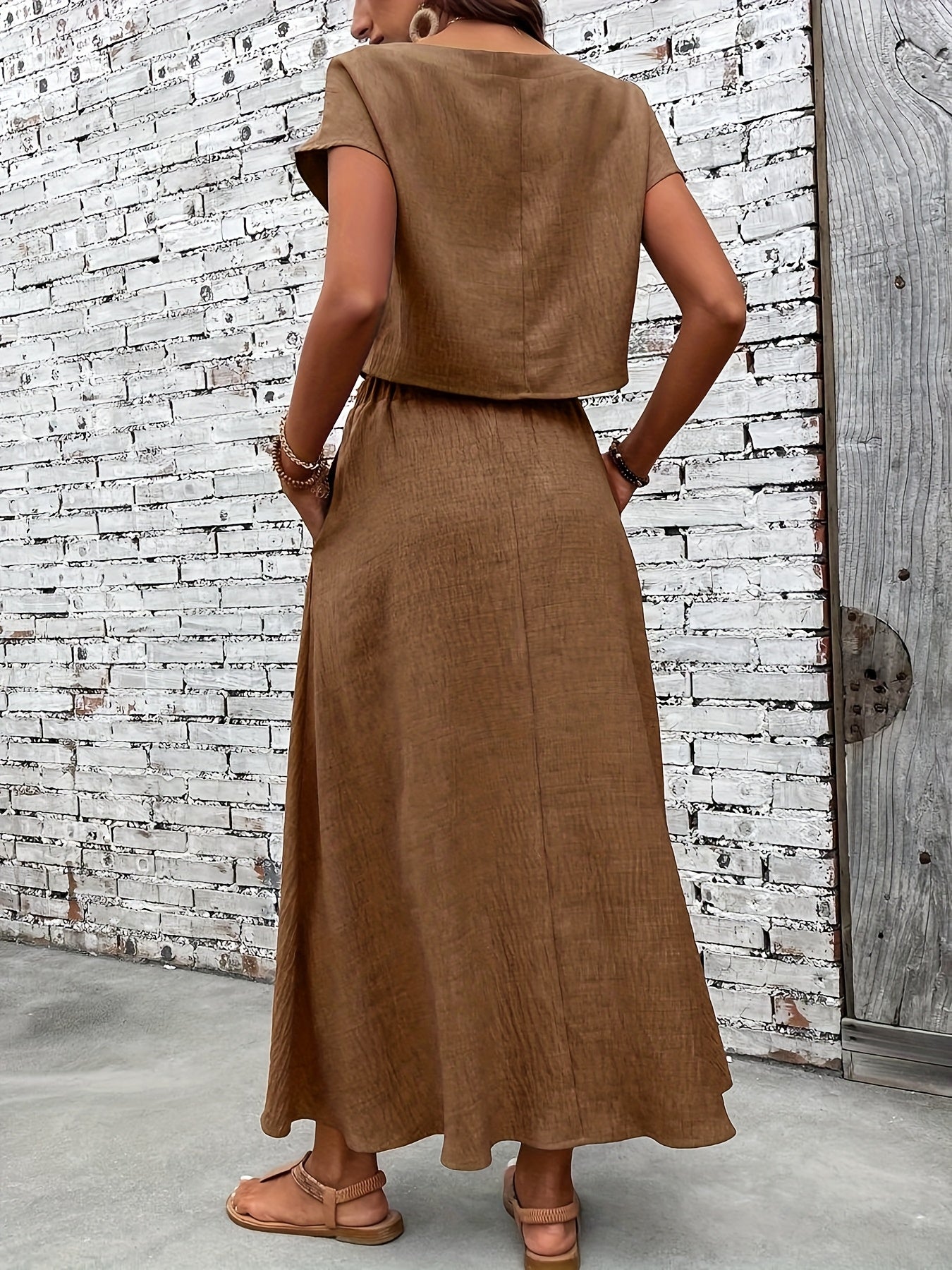 Damen Zweiteiliges Set Elegantes Crop Top und Maxirock für Alltag und besondere Anlässe