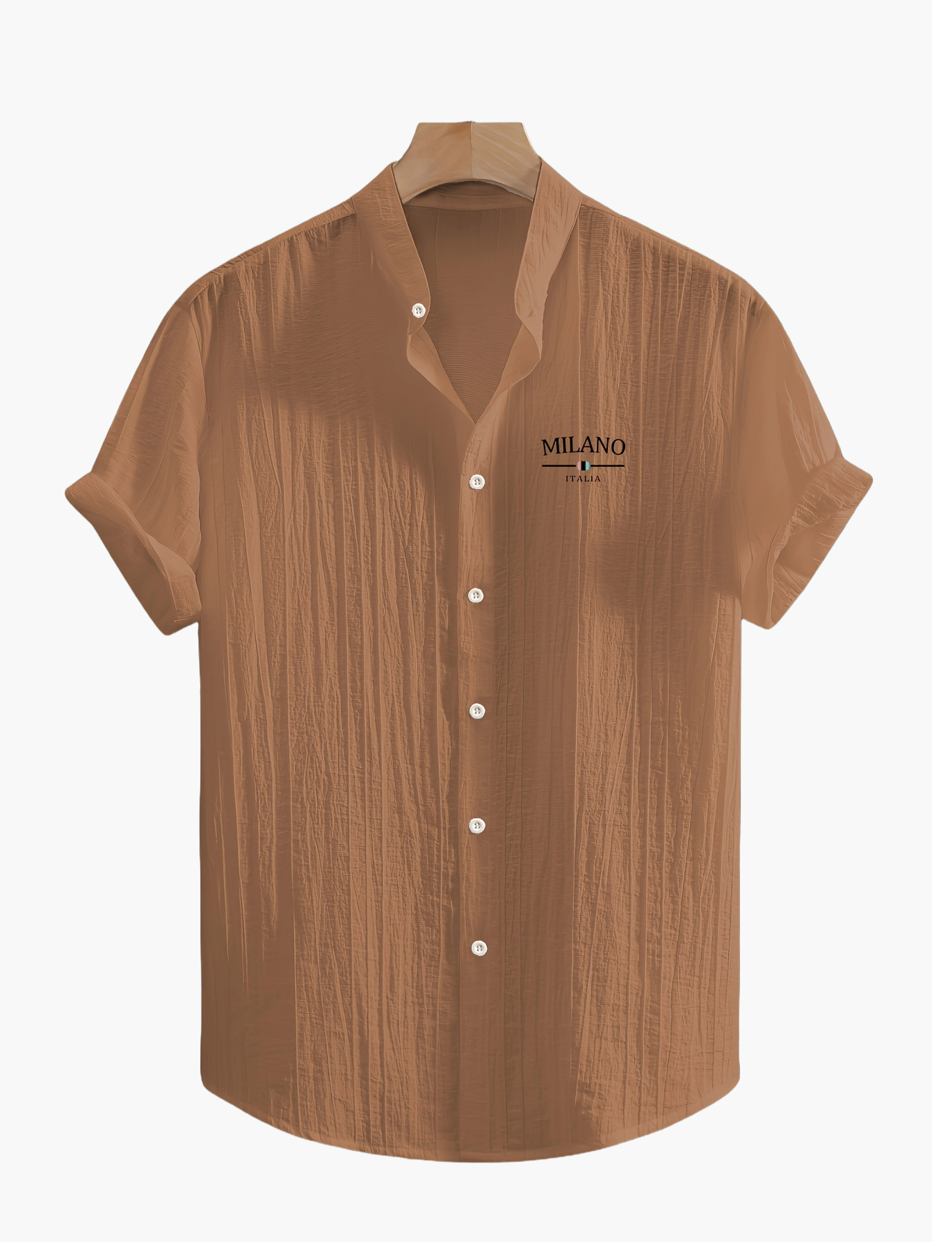 Herren Freizeit Hemd mit Stehkragen und Milano Print – Modernes Sommerhemd für Alltag & Urlaub