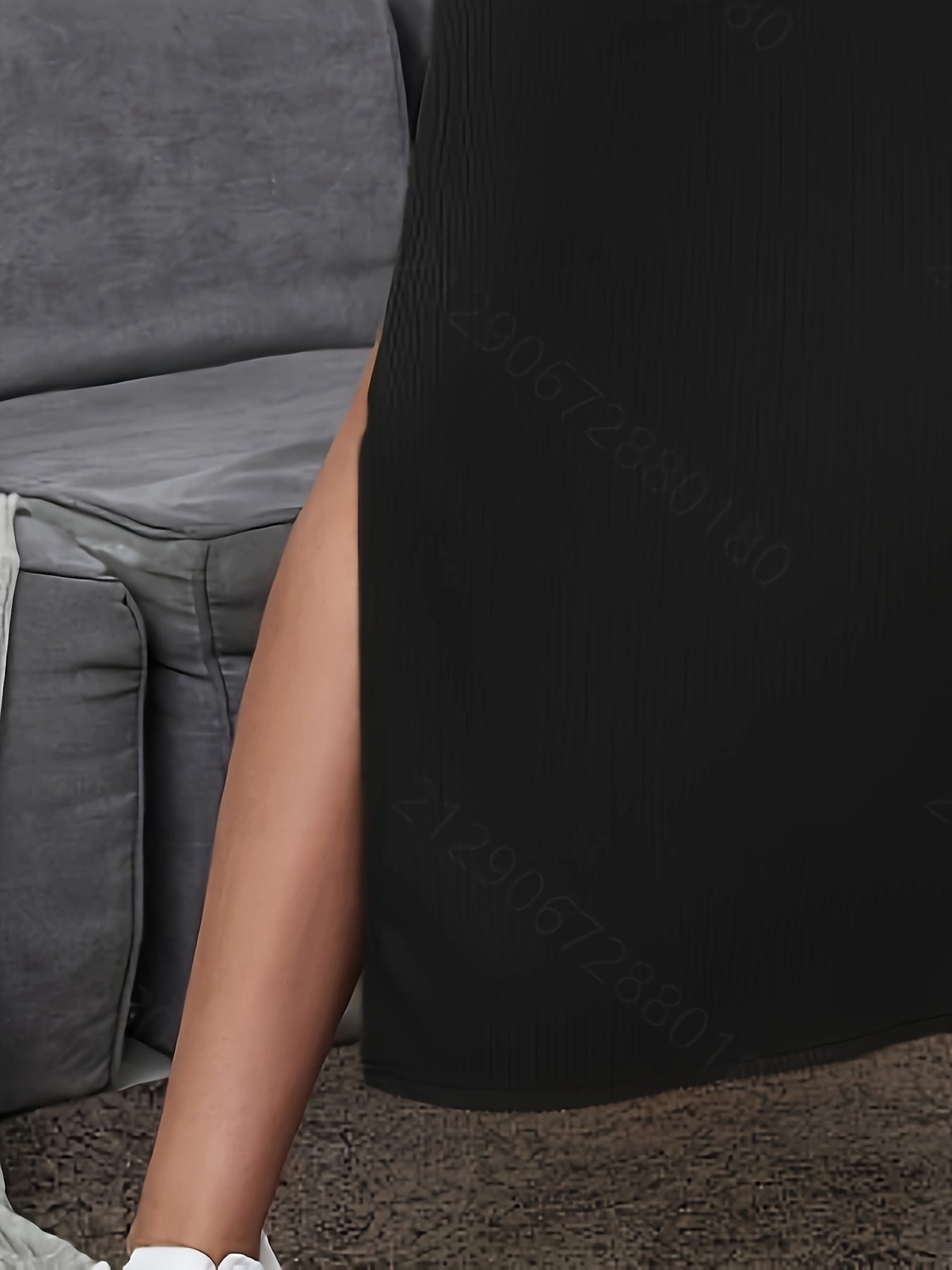 Damen Maxirock mit Rippenstruktur und Seitenschlitz – Eleganter Freizeit-Look
