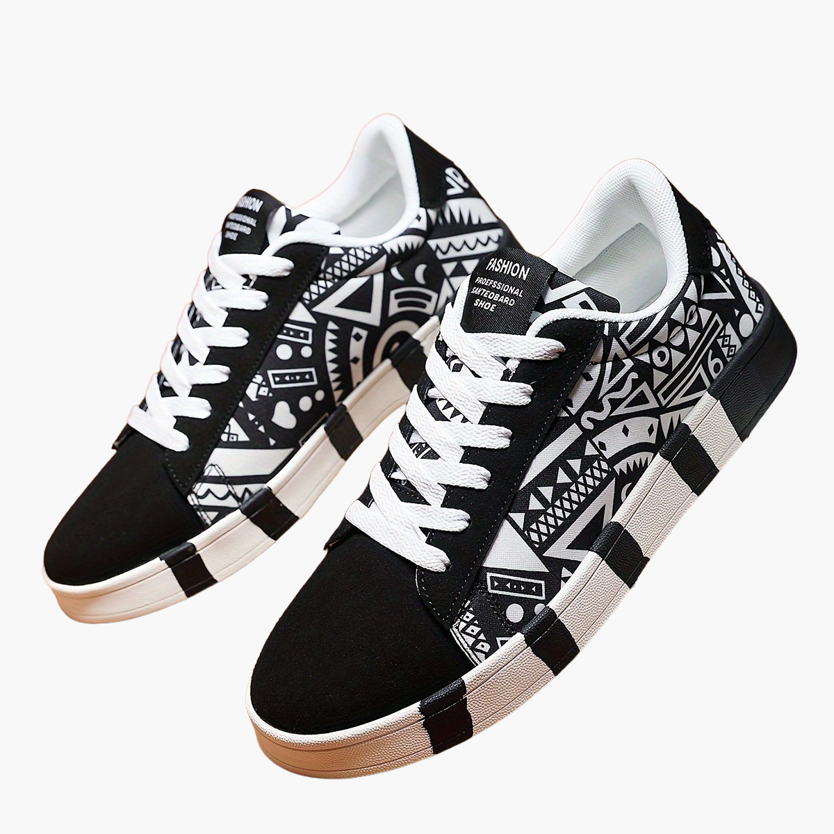 Herren Sneaker mit geometrischem Muster – Modische Freizeitschuhe für Outdoor & Alltag