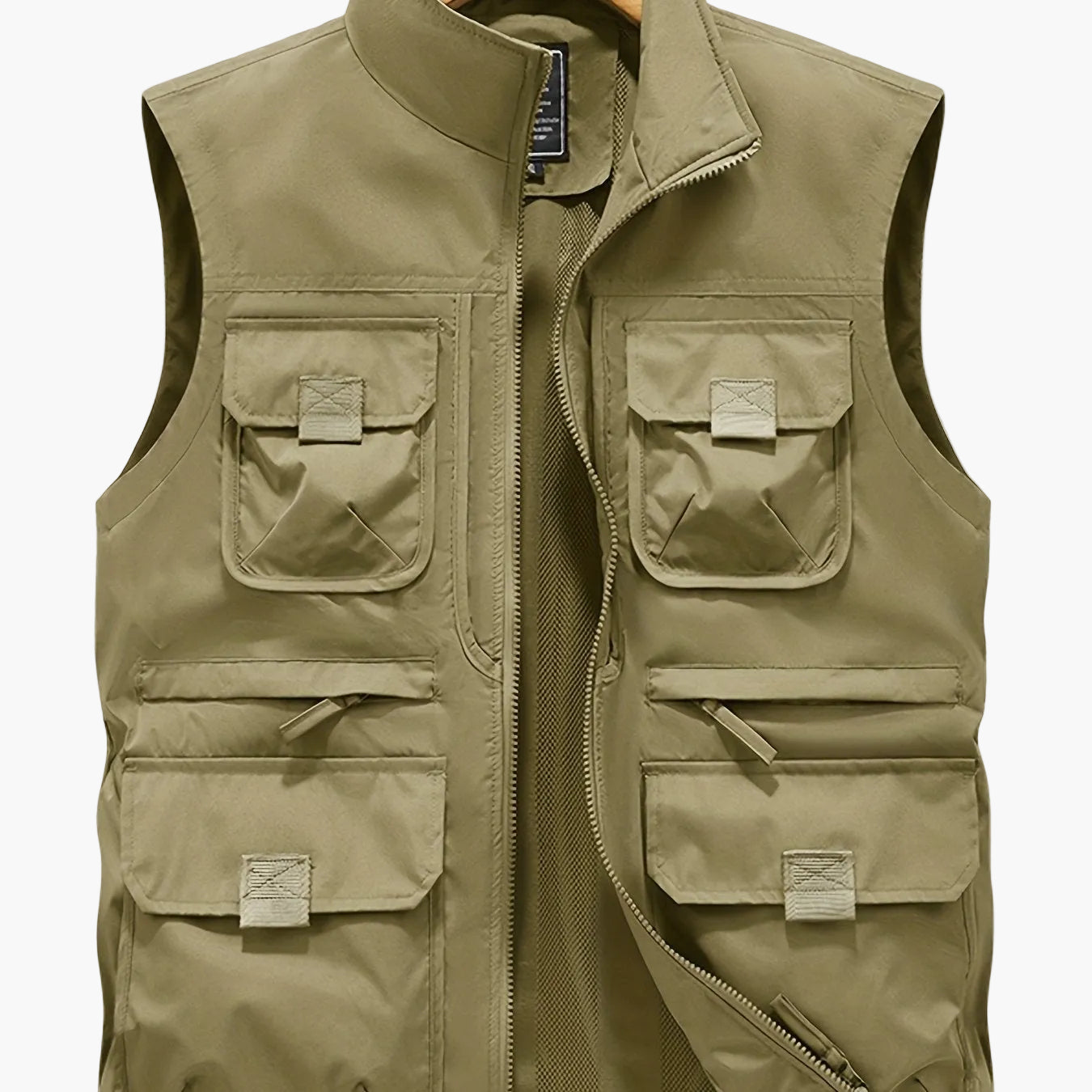 Herren Outdoor Utility Weste mit Stehkragen – Multifunktionsweste für Angeln, Wandern, Freizeit