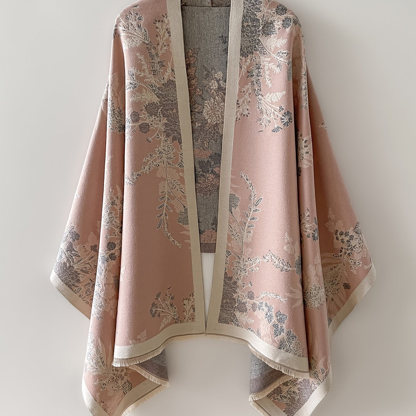 Damen Kimono Cardigan mit floralem Vintage-Muster – Elegante offene Umhangjacke für Freizeit und besondere Anlässe