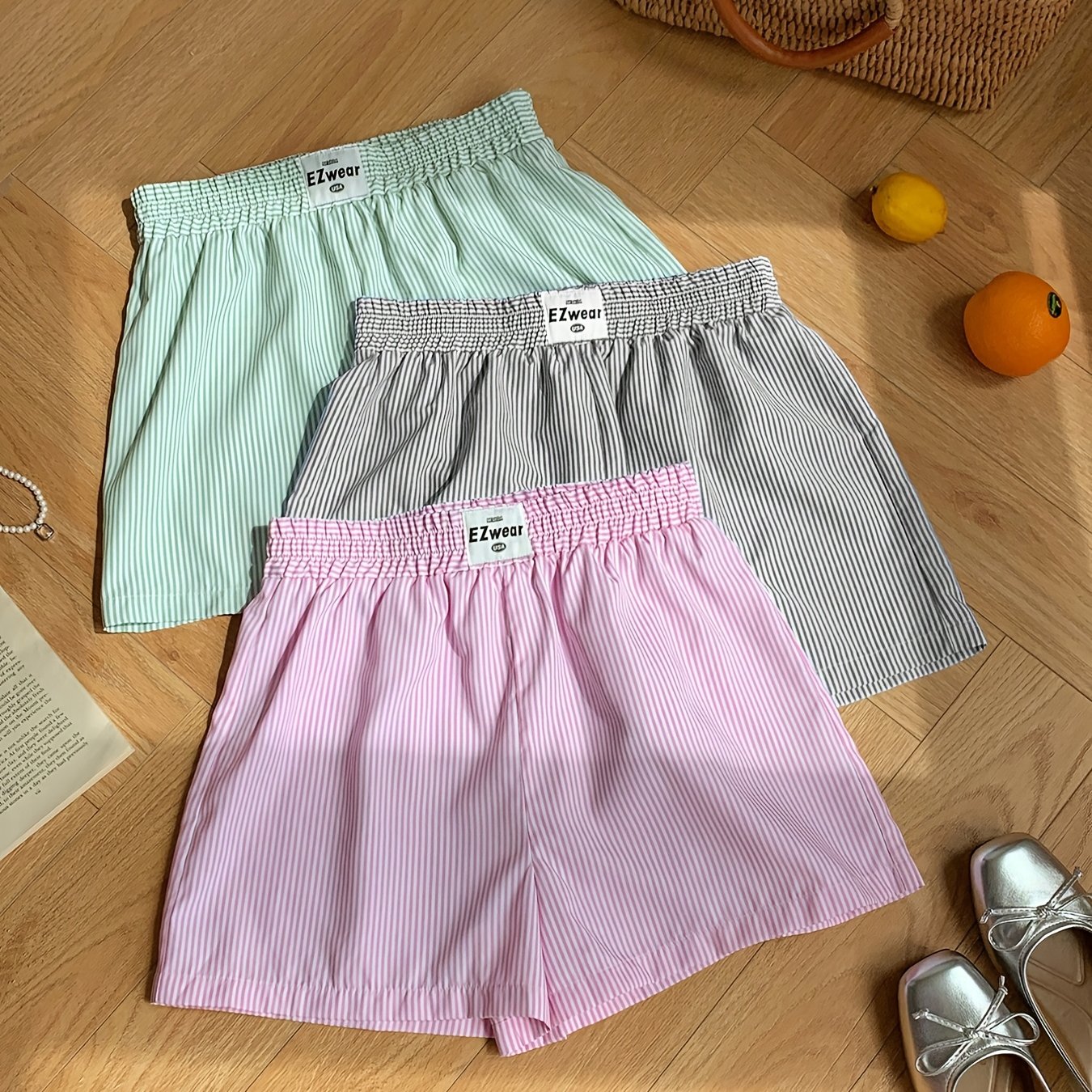 Damen Pyjama Shorts Set – Gestreifte lockere Homewear, bequem & stilvoll