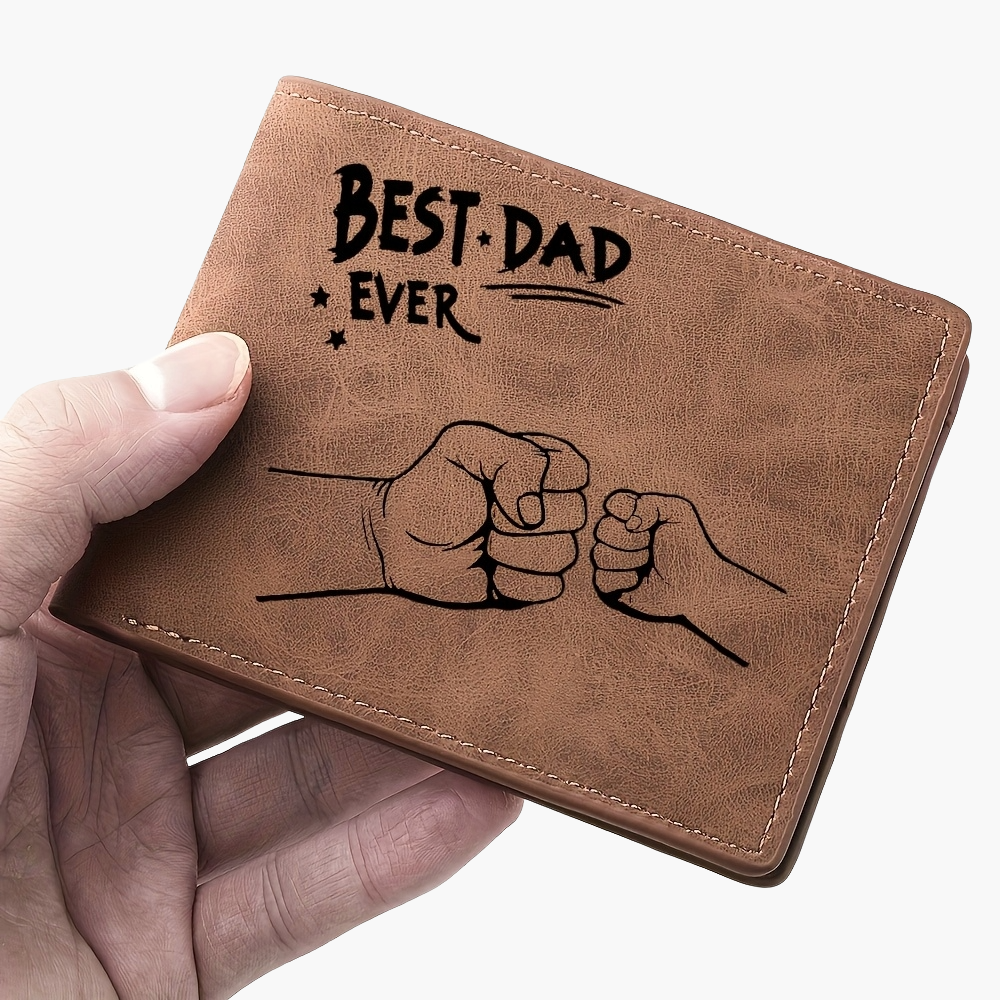 Herren Geldbörse zum Vatertag – Personalisierte Fäustlings-Grafik & Gravur – Best Dad Ever – Geschenk für Papa