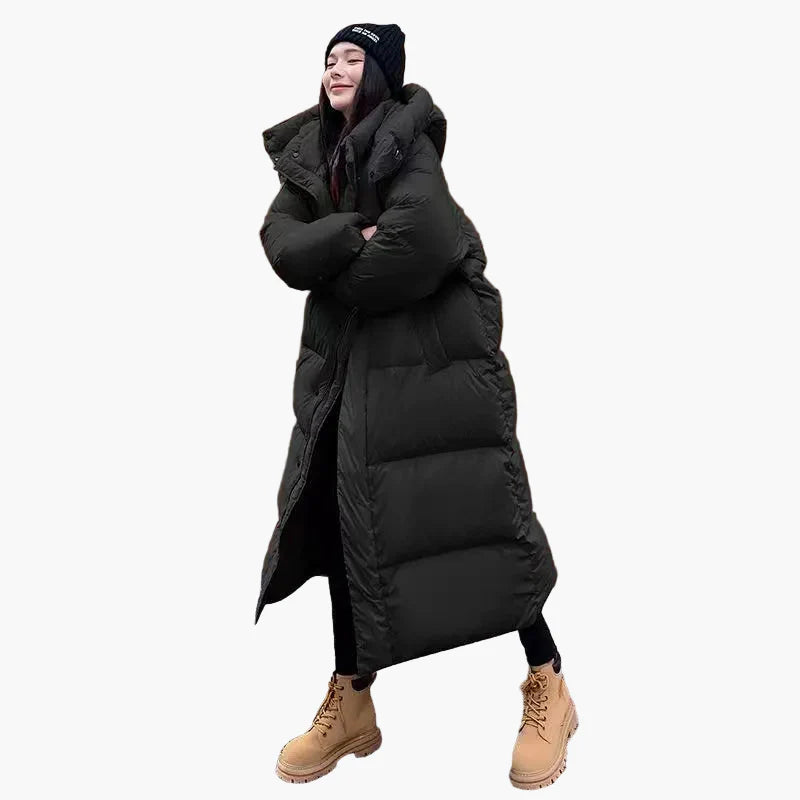 Damen Winter Steppmantel mit Kapuze – Langer Puffer Mantel für Outdoor & Alltag