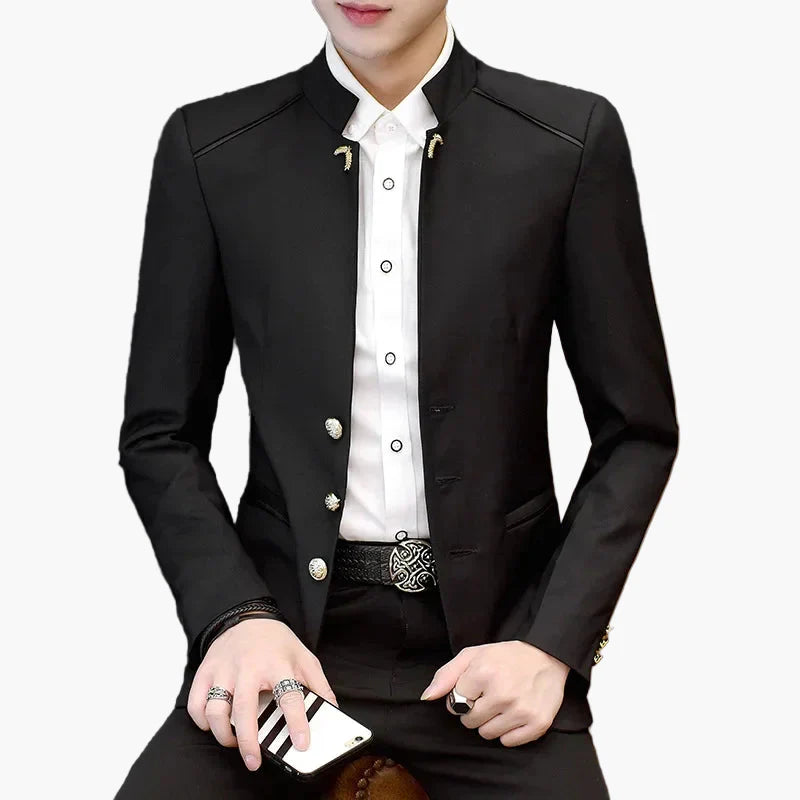 Herren Modernes Stehkragen Sakko – Eleganter Freizeit- und Party-Blazer im Slim Fit Stil