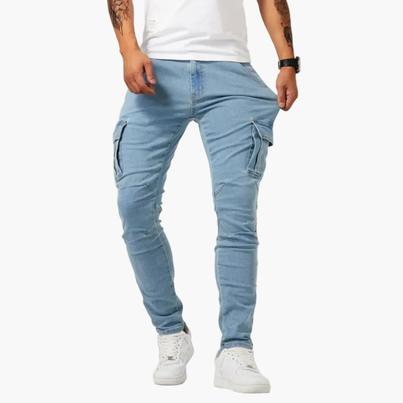 Herren Cargo Jeans – Moderne Slim Fit Freizeithose mit Taschen, Streetwear & Alltag