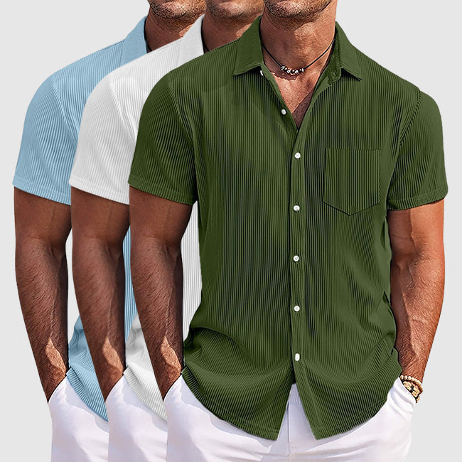 Herren Freizeithemd mit Stehkragen und Brusttasche für Sommer & Alltag