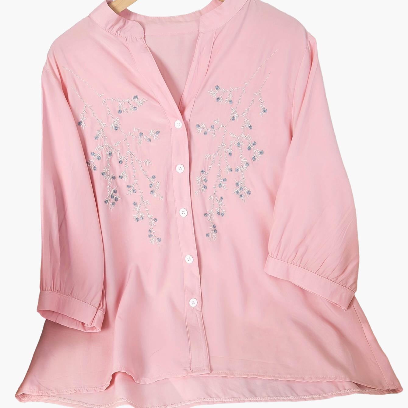 Damen Elegante Bluse mit Stickerei und lockerem Schnitt – Perfekt für Freizeit und Büro