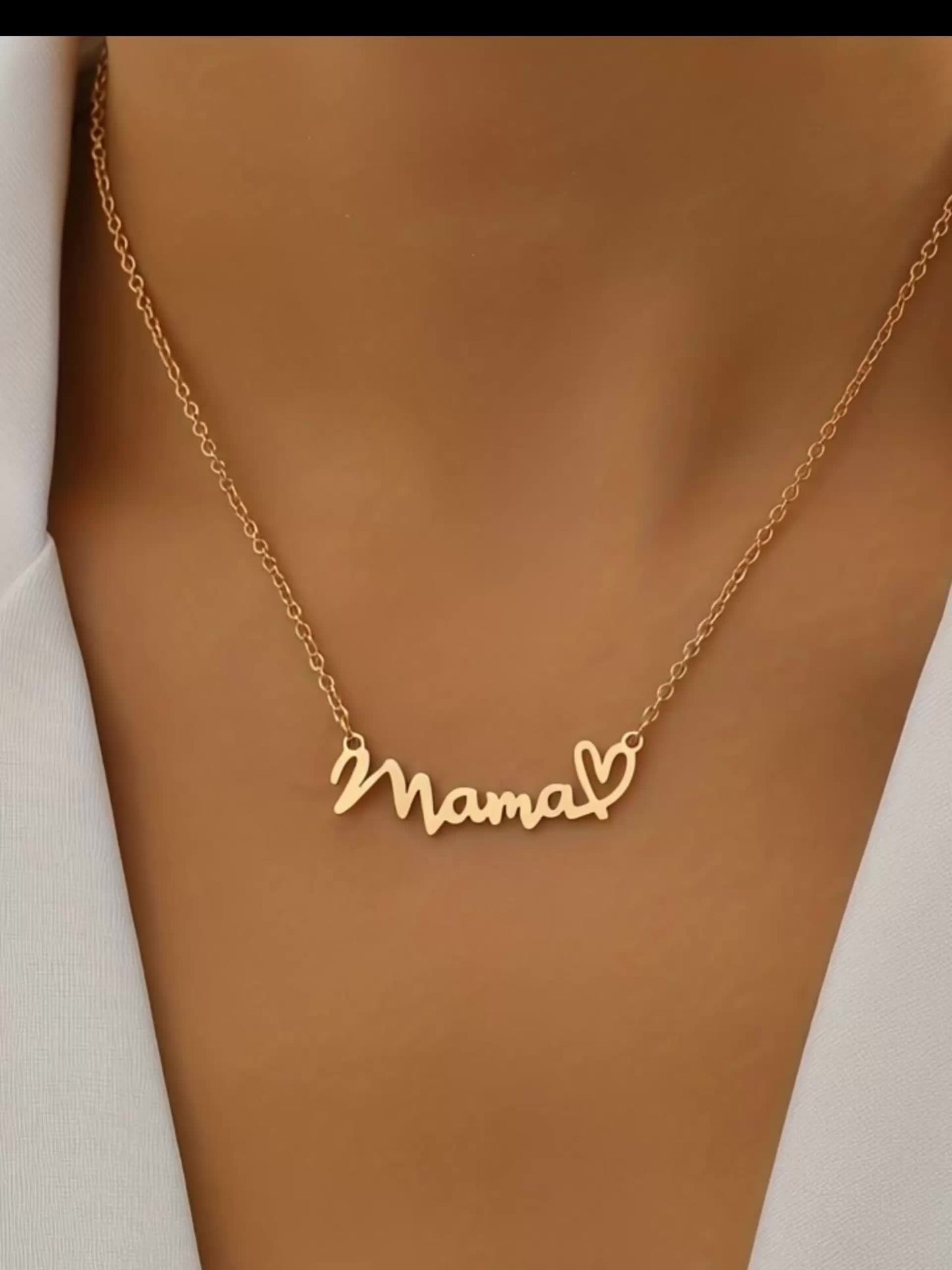 Damen Halskette Mama Herz Schriftzug – Elegante Statementkette zum Muttertag, Geschenk für Mütter
