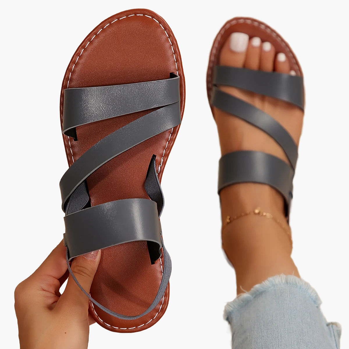 Damen Sommer-Sandalen mit Kreuzriemen für Freizeit und Alltag