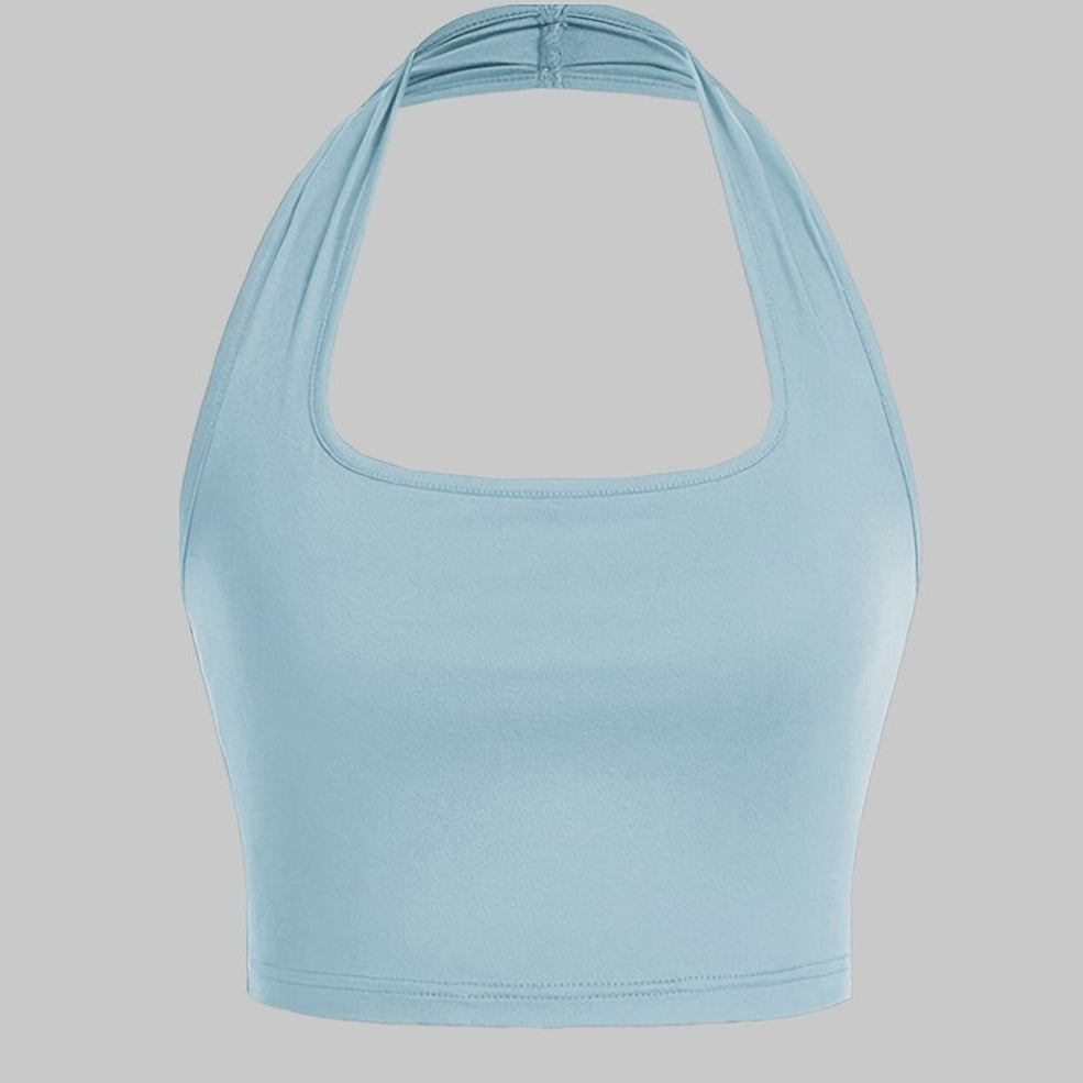 Damen Halterneck Crop Top – Rückenfrei, Sommer, Modisch, Freizeit