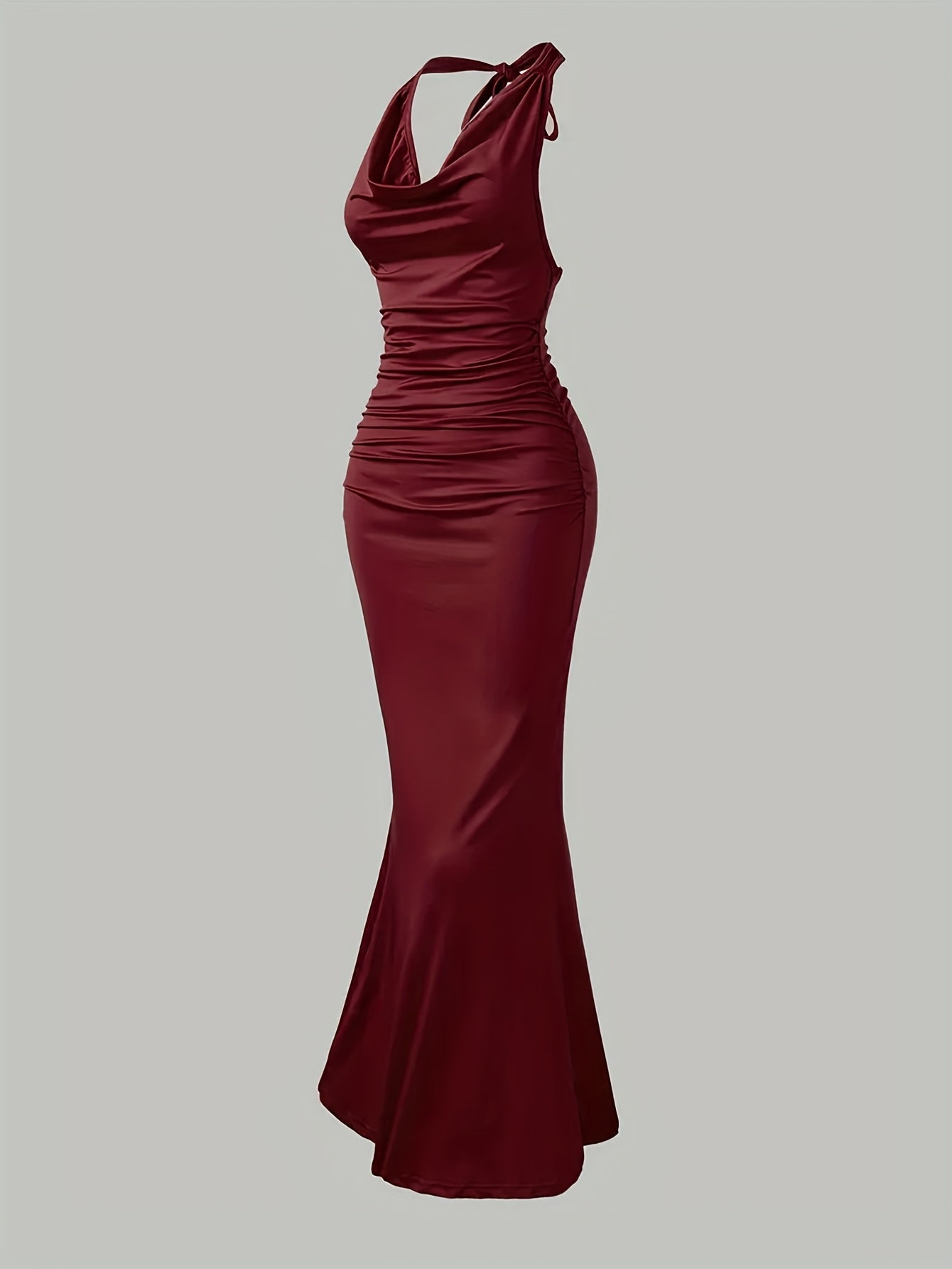 Damen Abendkleid Elegantes Maxikleid mit Wasserfallausschnitt und Rückenfrei für besondere Anlässe