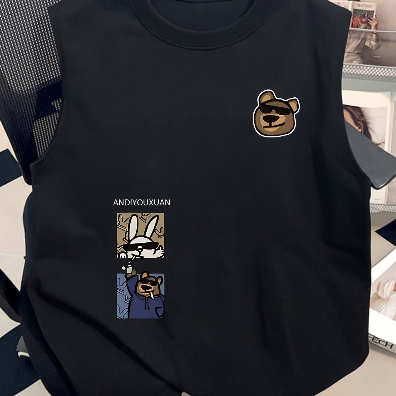 Herren Streetwear Tanktop mit Cartoon-Grafik und lässigem Schnitt