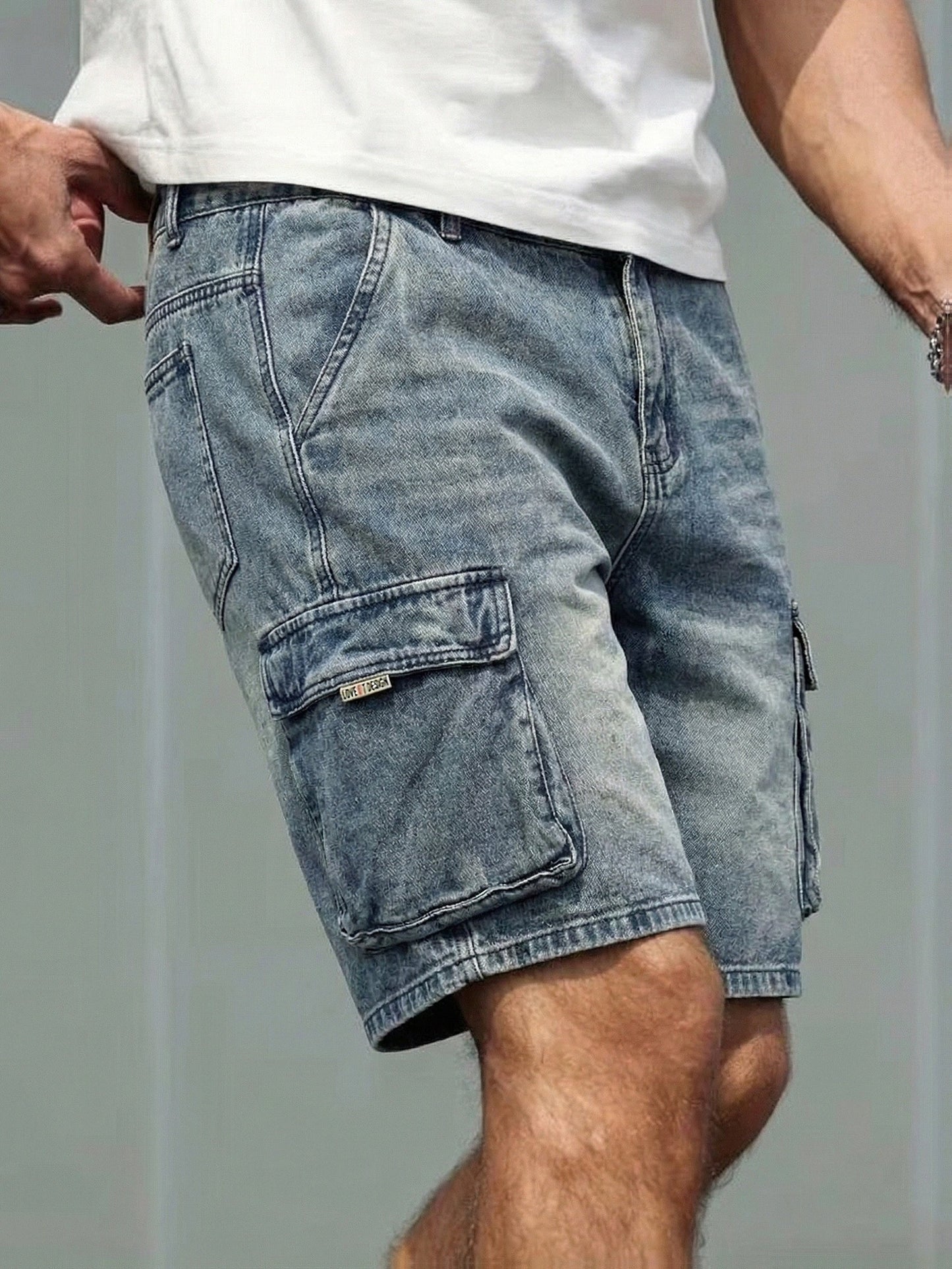 Herren Jeans Cargo-Shorts im Basic-Style für Freizeit und Alltag