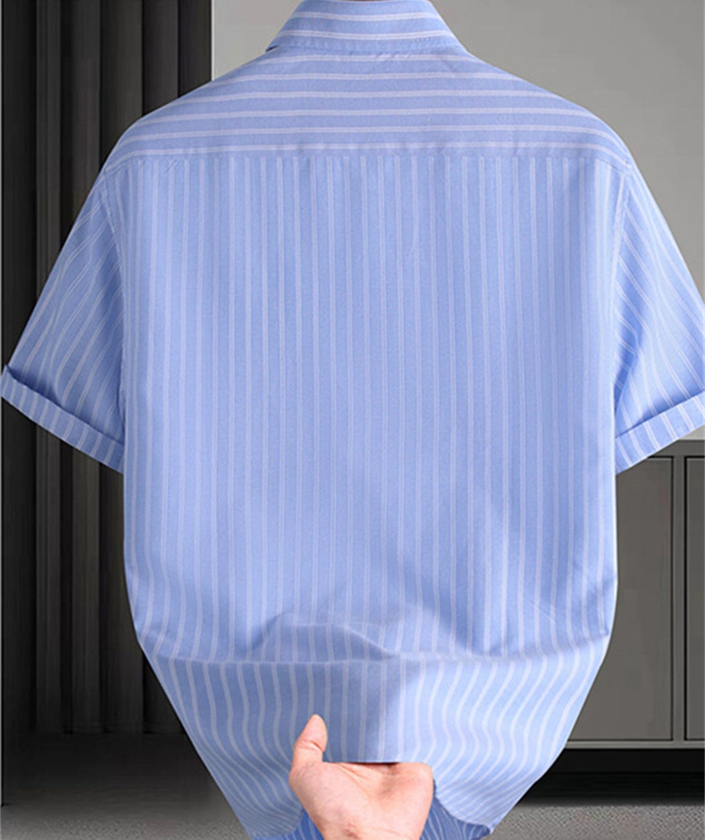 Herren Kurzarm-Hemd mit Streifenmuster und Button-Down-Kragen – Stilvolles Freizeit- und Business-Outfit