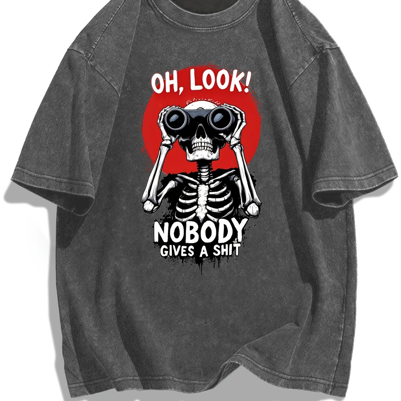 Herren Oversize T-Shirt mit Skelett-Print und frechem Spruch – Lustiges Streetwear Motiv