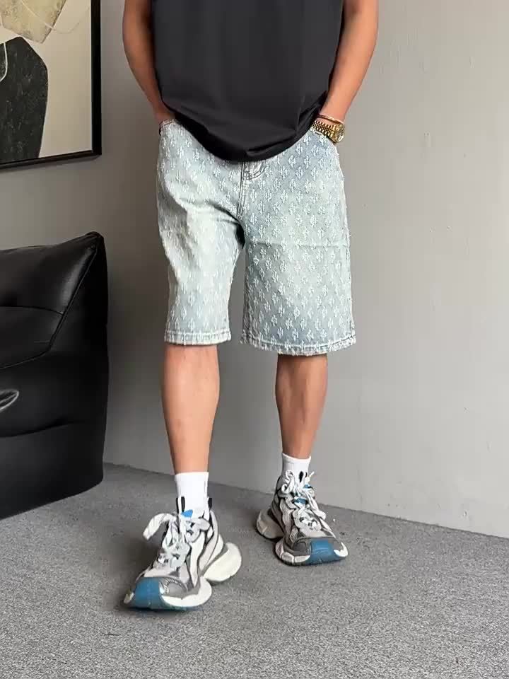 Herren Streetstyle Jeansshorts mit Strukturmuster – Lässige Bermuda für Alltag und Freizeit