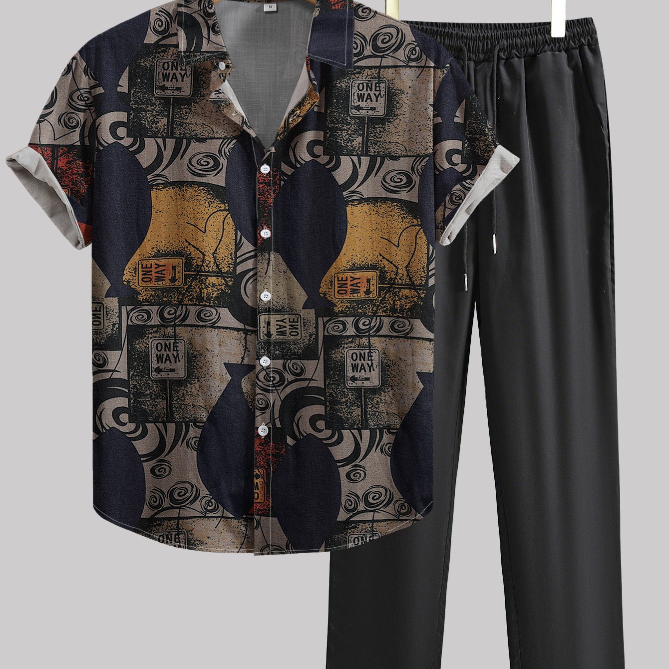 Herren Set mit Kurzarm-Hemd und Hose – Künstlerischer Style für Freizeit und Urlaub