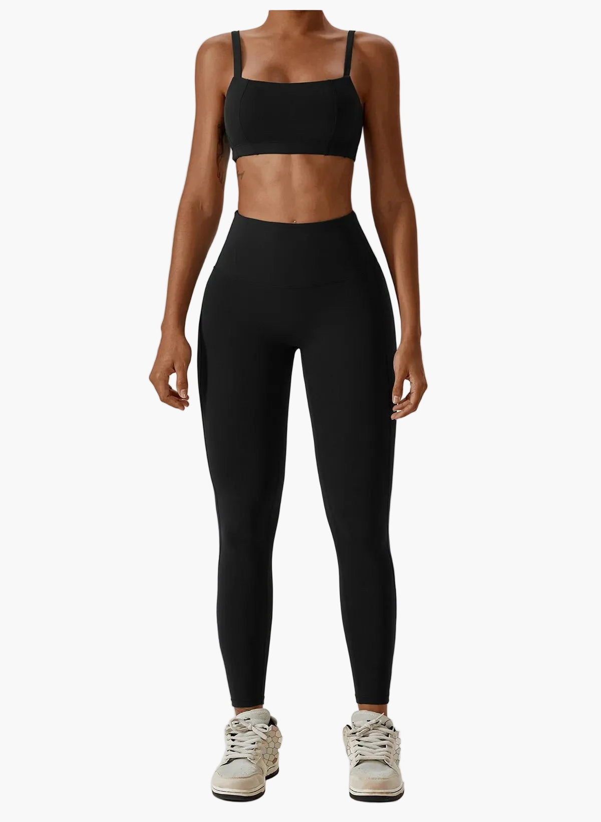 Damen High Waist Sportleggings und Top Set – Modernes Fitness Outfit für Training und Freizeit