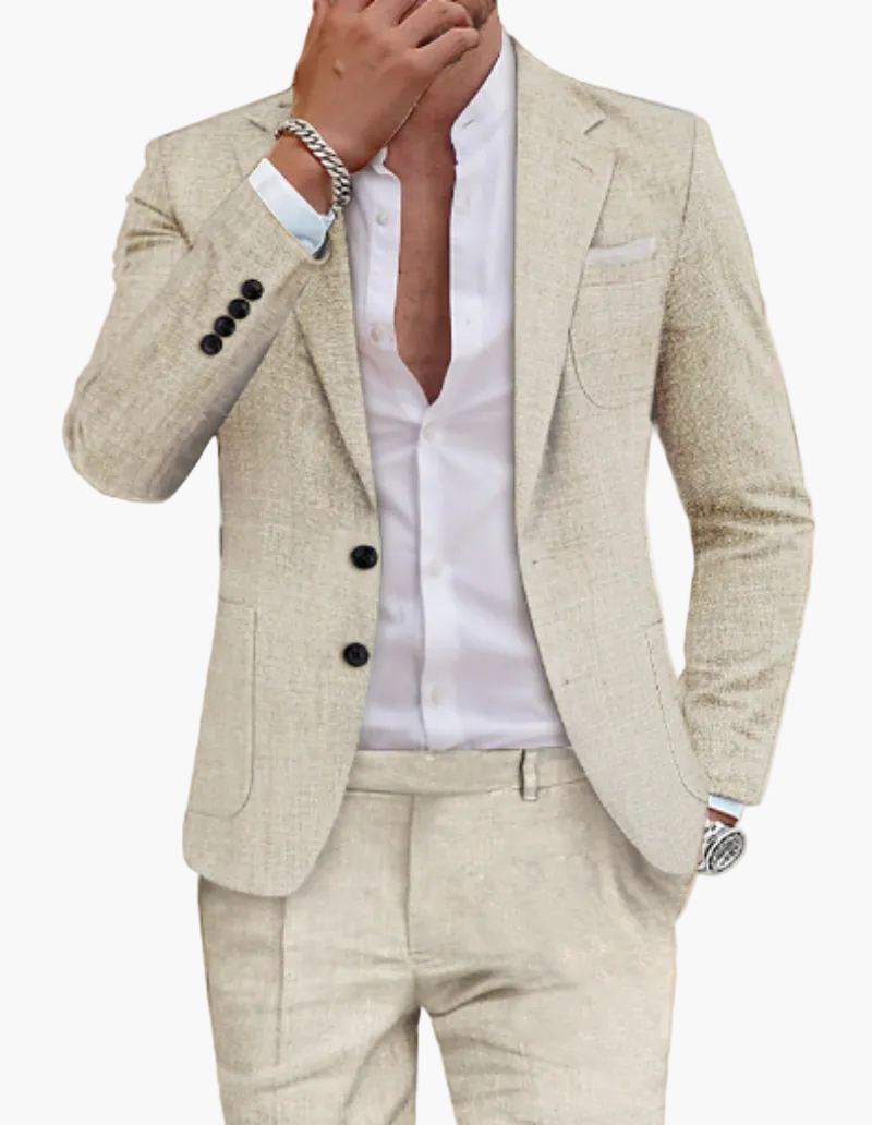 Herren Anzug Slim Fit Veganes Leinen– Modern Business & Sommer Event Style