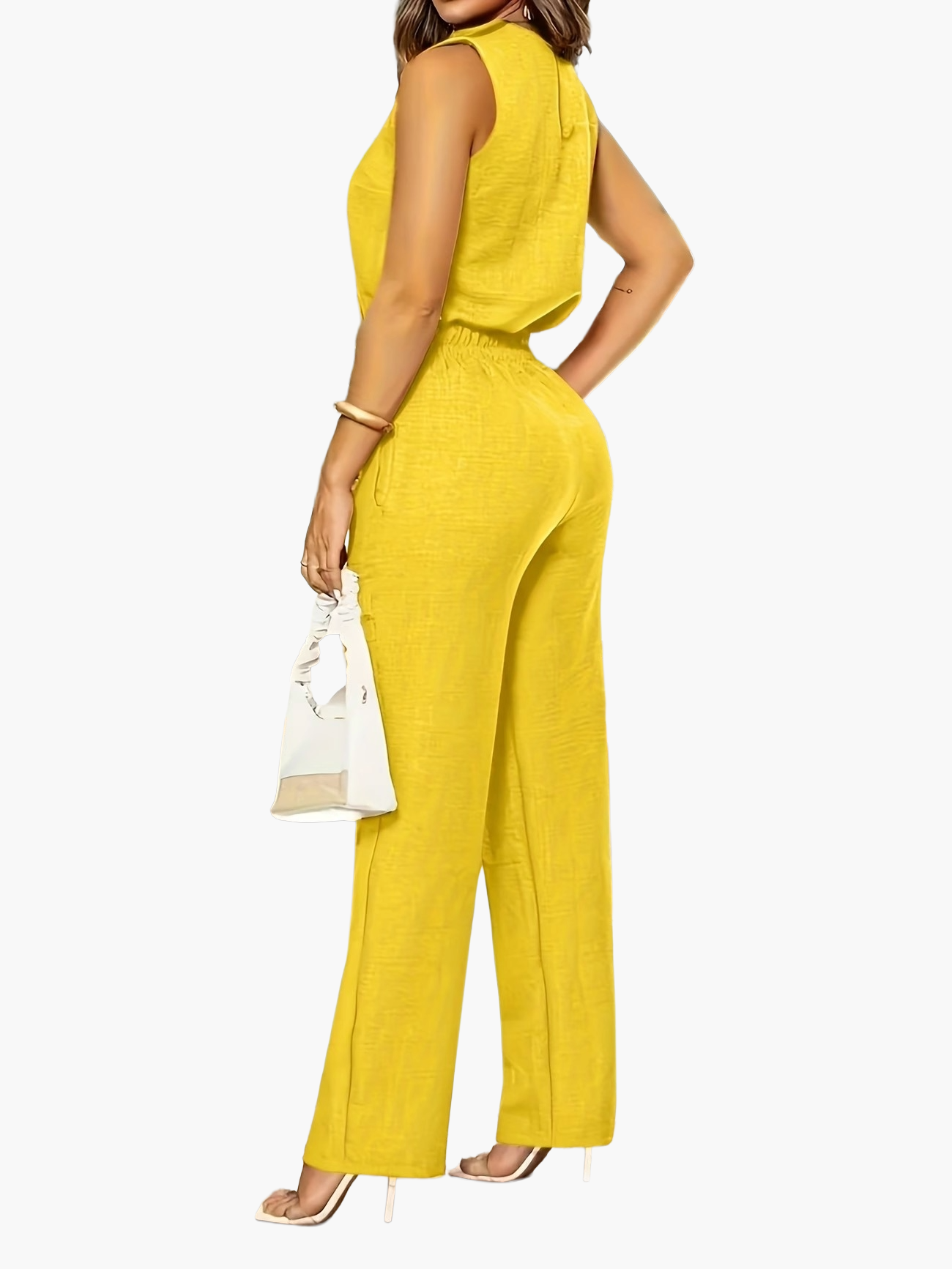 Damen Eleganter Jumpsuit für Büro und Alltag – Ärmellos, Weite Hose, Stilvolle Einteiler